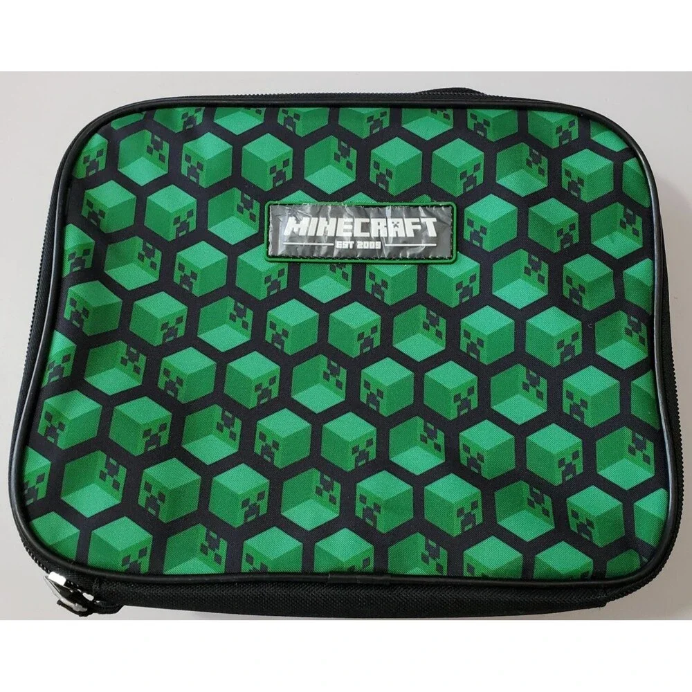 Mojang Minecraft Lunch Box Zipper Cooler Creeper Video Game Graphic Insulated